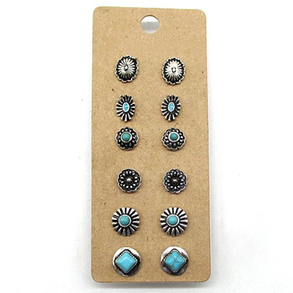 WESTERN ASSORTED STUD EARRING SET