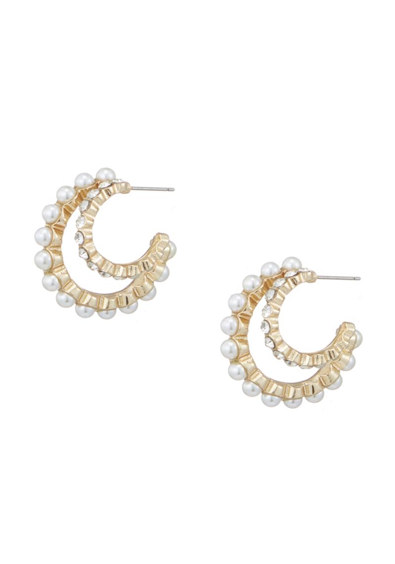 PEARL DOUBLE HOOP EARRINGS