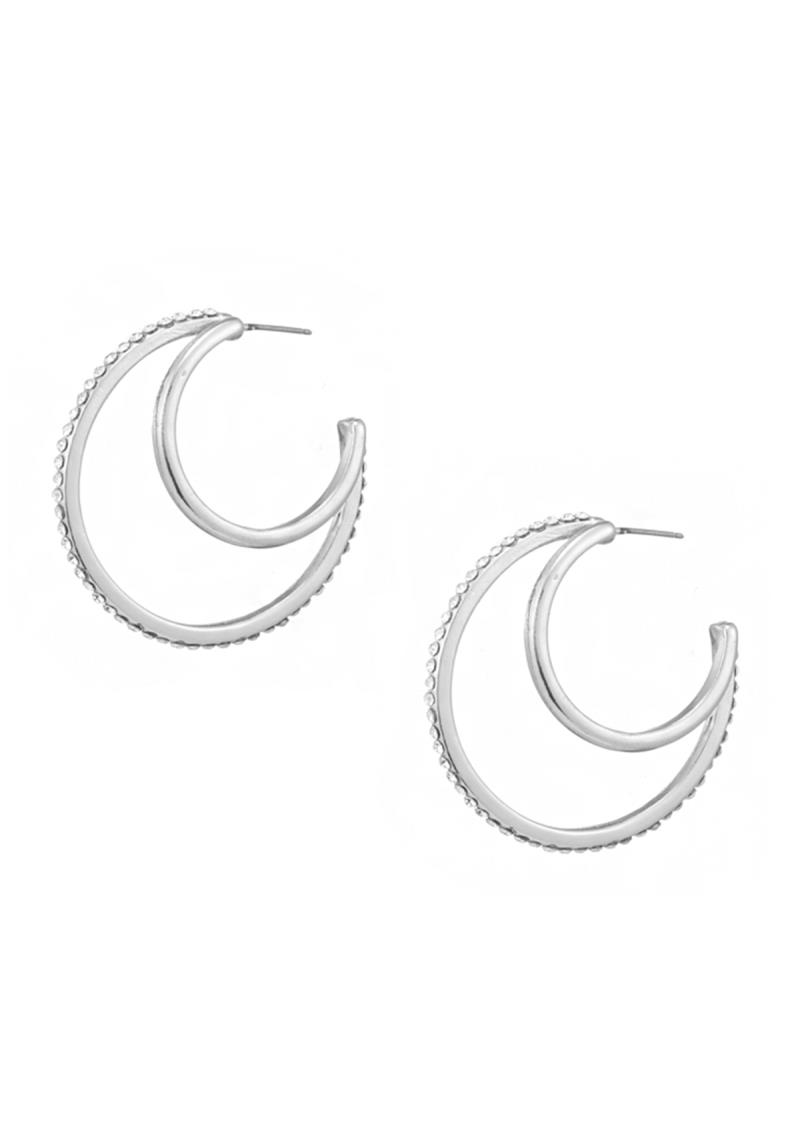 RHINESTONE DOUBLE HOOP EARRINGS