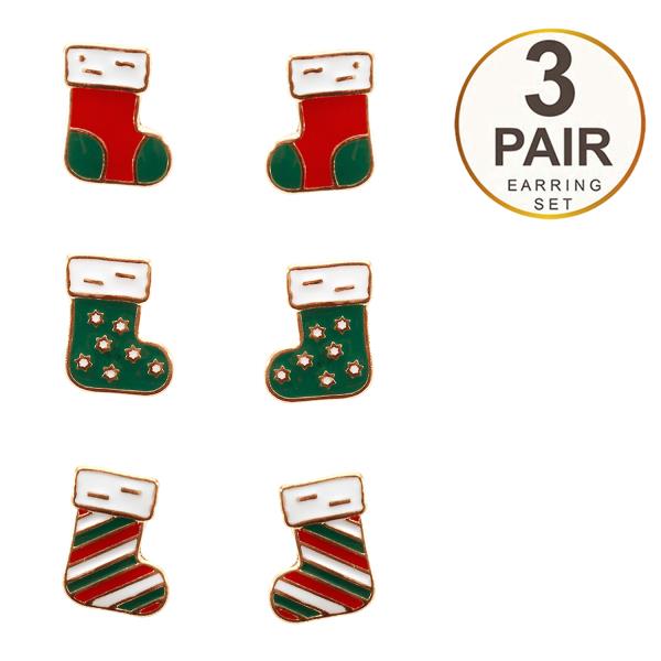 EPOXY CHRISTMAS SOCKS 3 PAIR EARRING