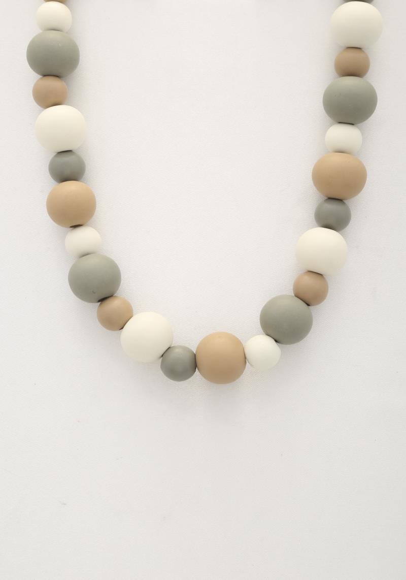 COLORFUL WOOD BEAD NECKLACE