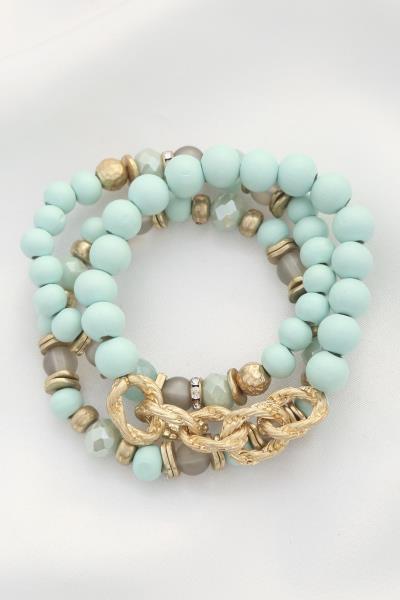 CIRCLE LINK BEADED BRACELET SET