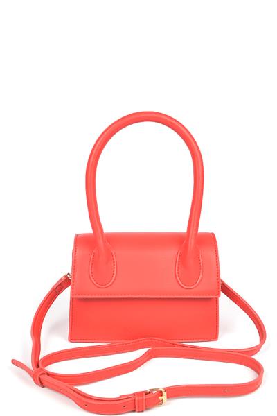 FAUX LEATHER TOP HANDLE BAG