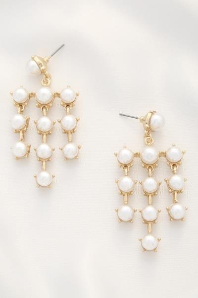 PEARL BEAD METAL DANGLE EARRING