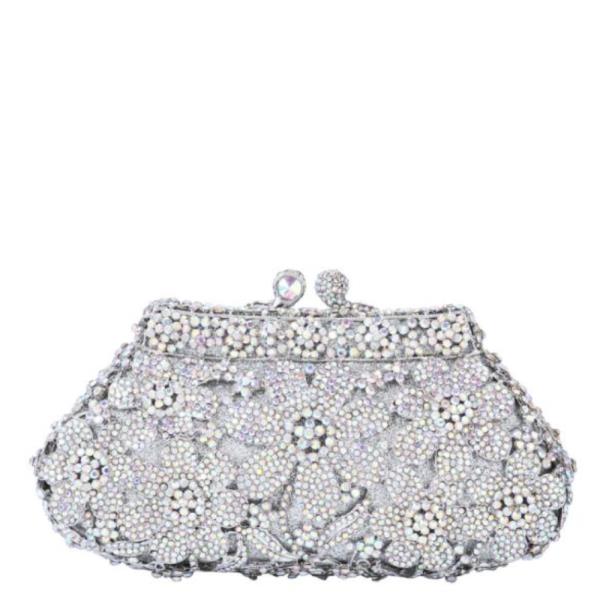 (PRE-ORDER/ONLY ONLINE) FLOWER ORNATE RHINESTONE MINAUDIERE CLUTCH BAG