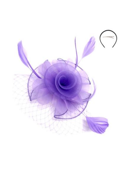 SMALL ROSE MESH FEATHER FASCINATOR