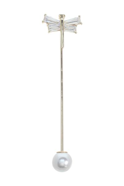 CRYSTAL DRAGONFLY WITH PEARL HAIR BROOCH