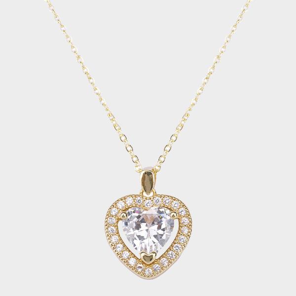 CRYSTAL HEART HALO PENDANT NECKLACE