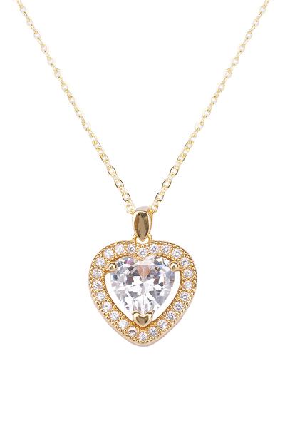 CRYSTAL HEART HALO PENDANT NECKLACE