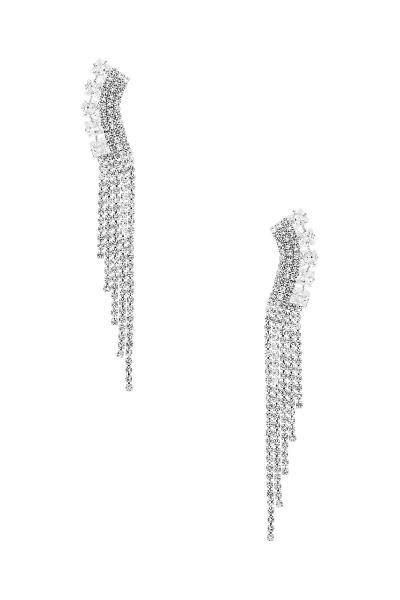 RHINESTONE CRYSTAL BAGUETTE TASSEL EARRING