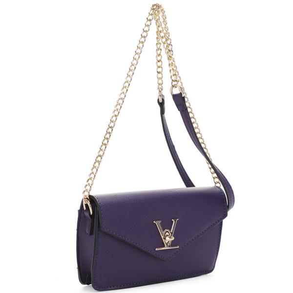 FASHION PLAIN METAL DESIGN CROSSBODY BAG