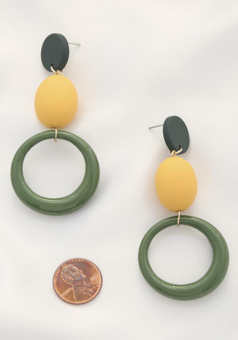 SMOOTH TEXTURE ROUND DANGLE EARRING