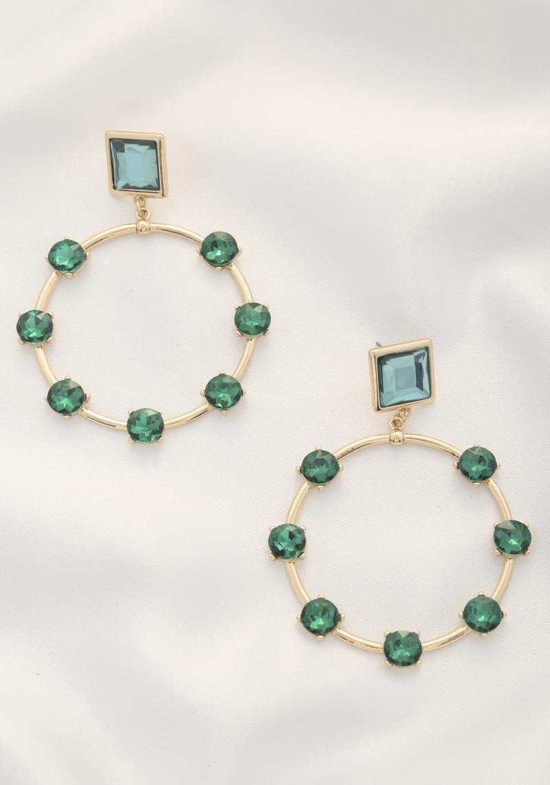 CRYSTAL HOOP DANGLE EARRING