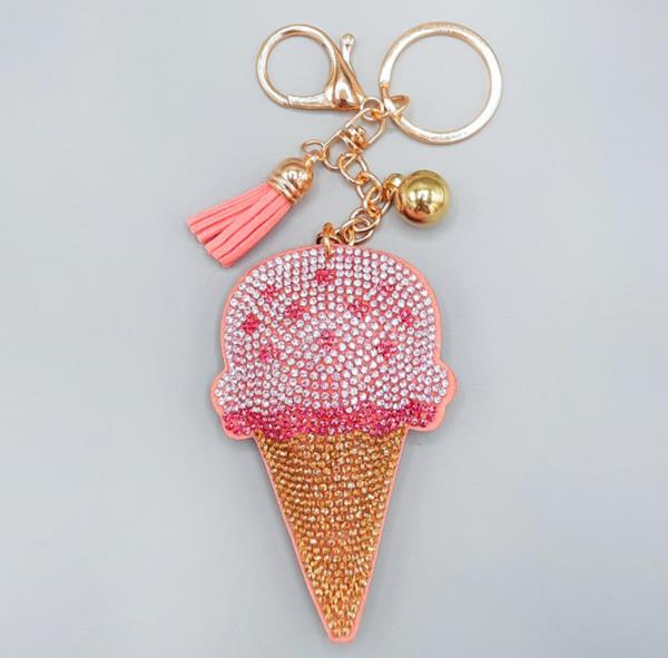 RHINESTONE FLOWER KEYCHAIN WITH TASSEL