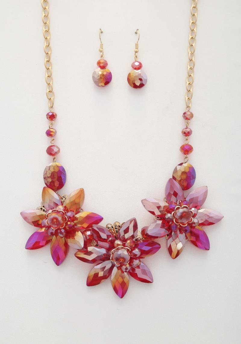 COLORFUL FLOWER LINK NECKLACE