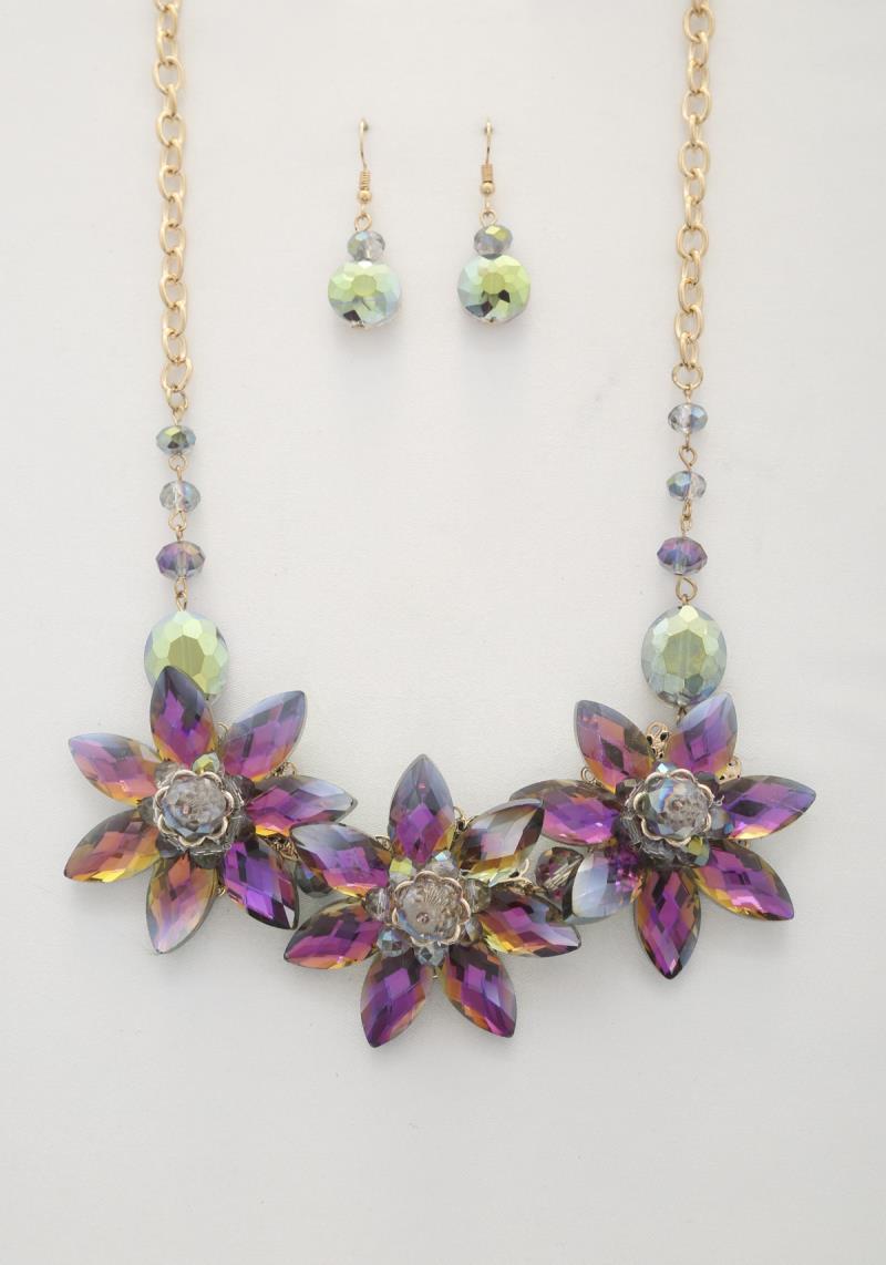 COLORFUL FLOWER LINK NECKLACE