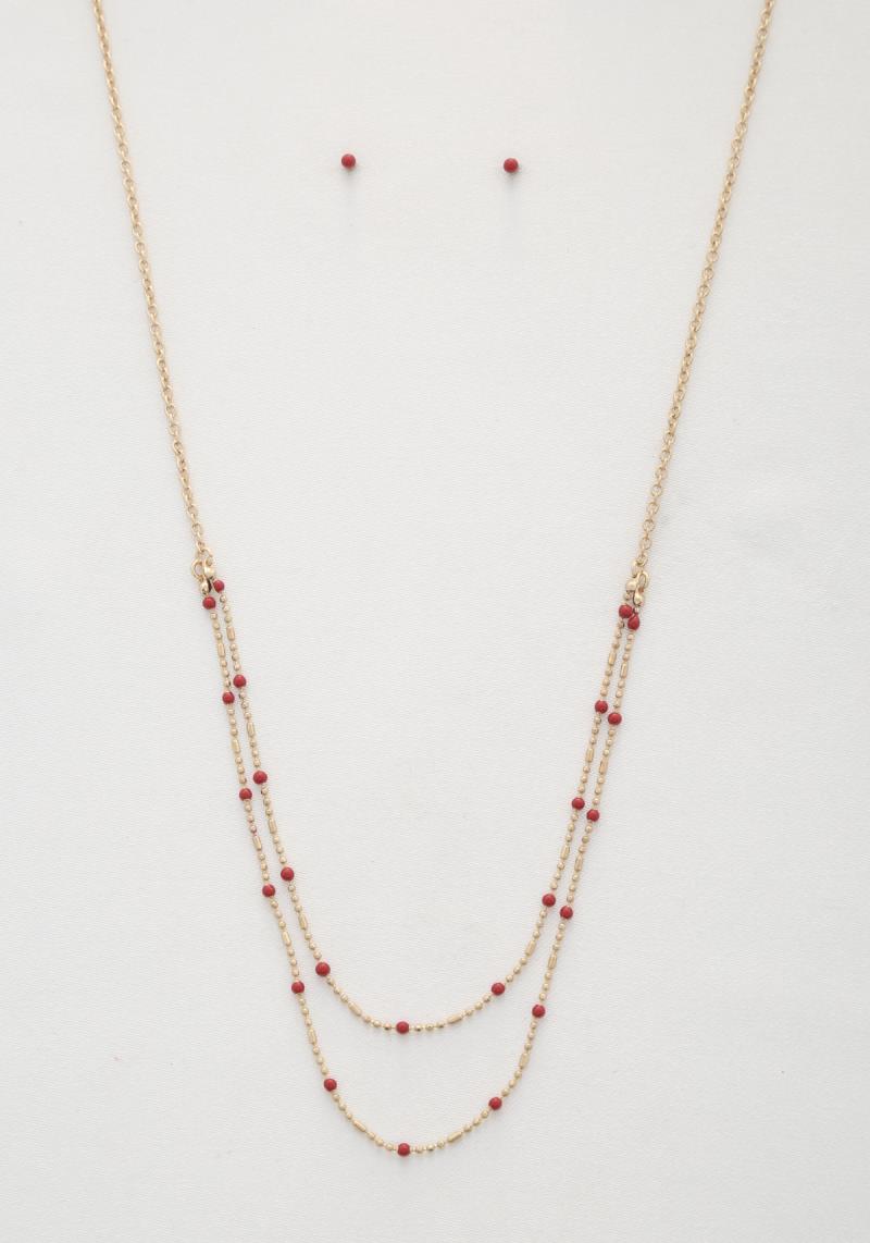 BEADED STATION LAYERED NECKLACE