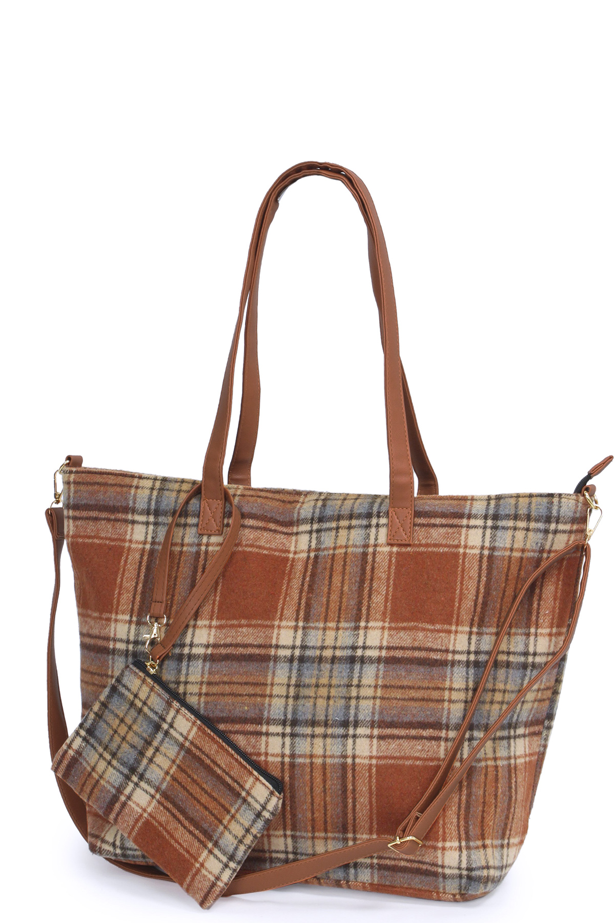 PLAID WEEKEND TOTE BAG + POUCH