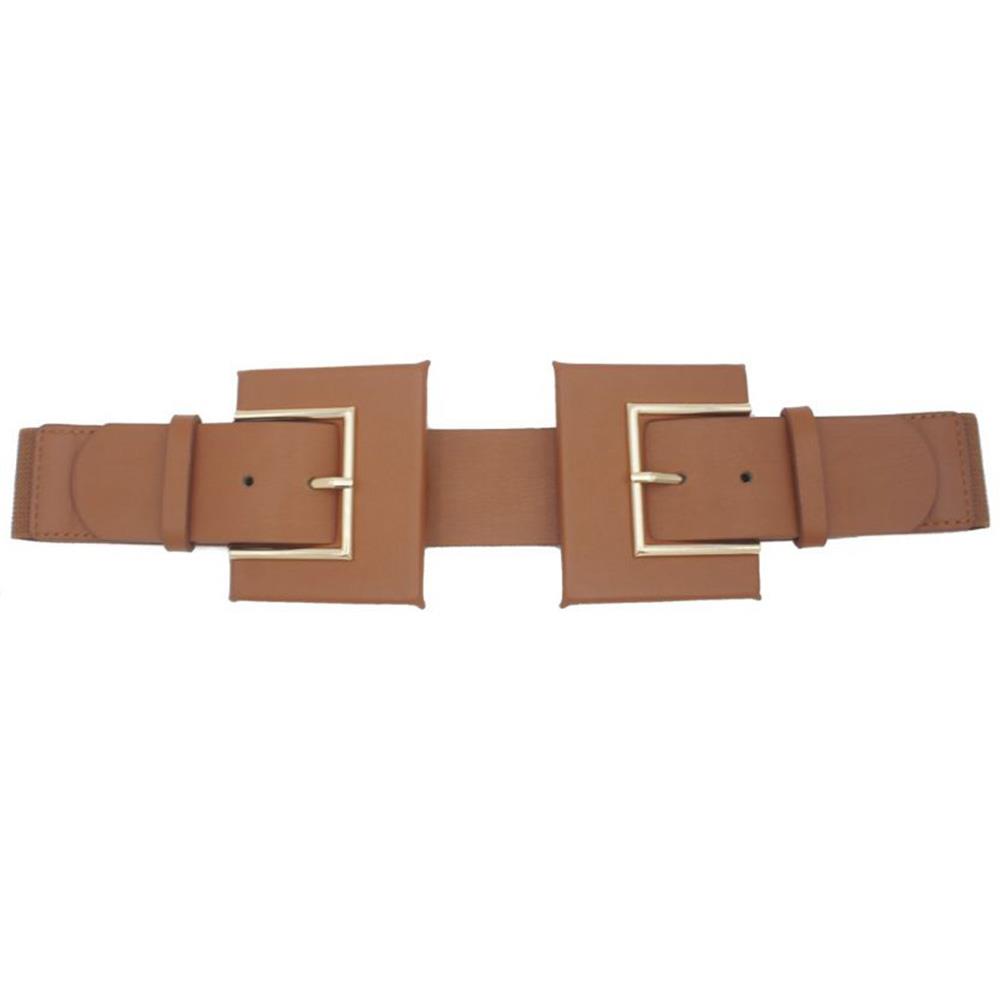 PLUS SIZE GOLD TRIMMED DOUBLE COVER BUCKLE ELASTIC BELT