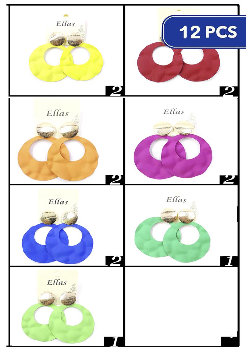 FASHION COLOR ROUND EARRING (12 UNITS)