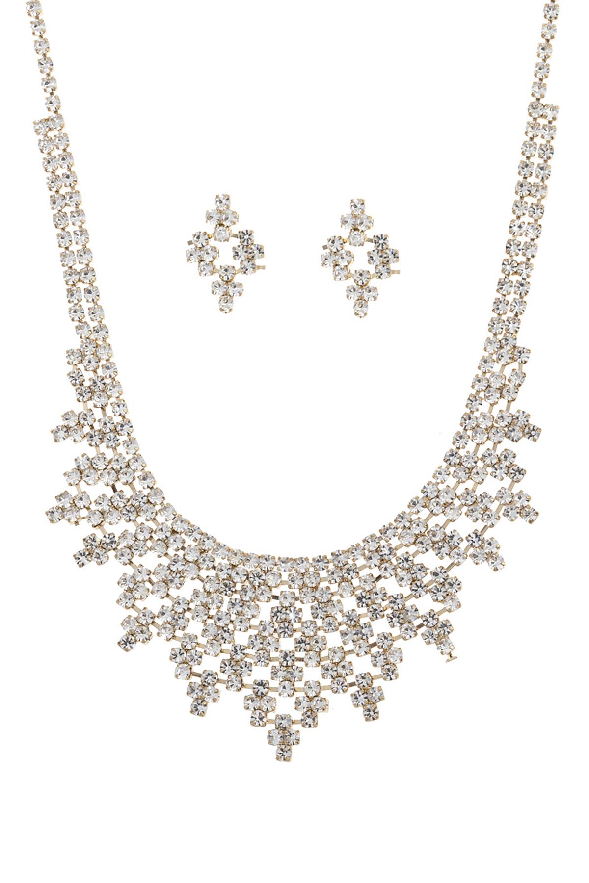 RHINESTONE CLASSIC NECKLACE AND EARRING SET