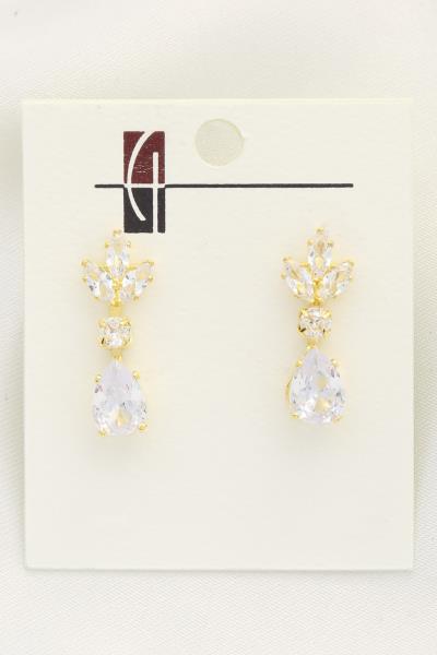 TEARDROP LEAF RHINESTONE EARRING