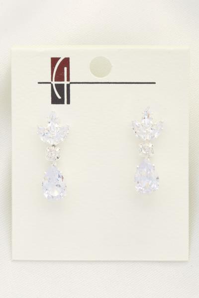 TEARDROP LEAF RHINESTONE EARRING