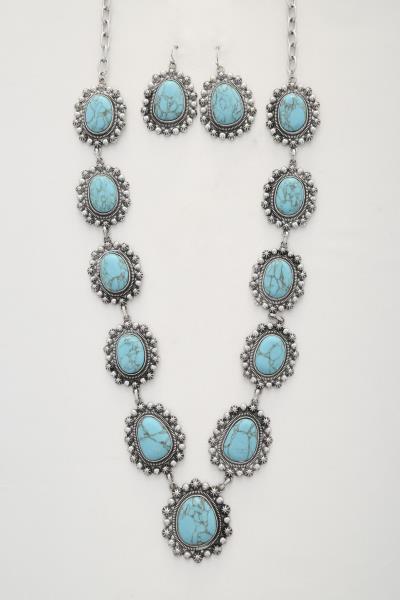 RODEO WESTERN TURQUOISE BEAD NECKLACE