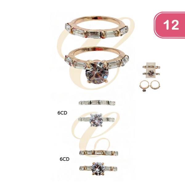 CRYSTAL STONE RING SET (12 UNITS)