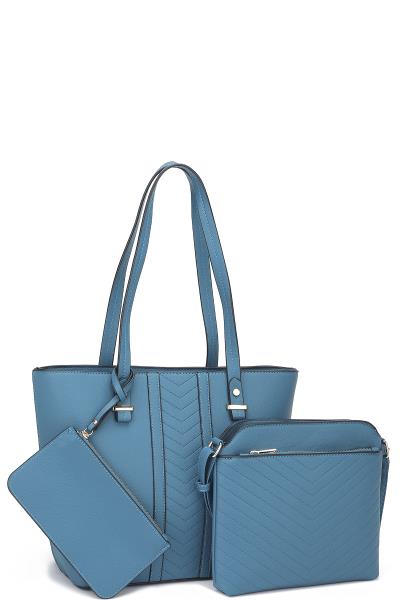 3IN1 PLAIN TOTE BAG WITH CROSSBODY AND CLUTCH SET