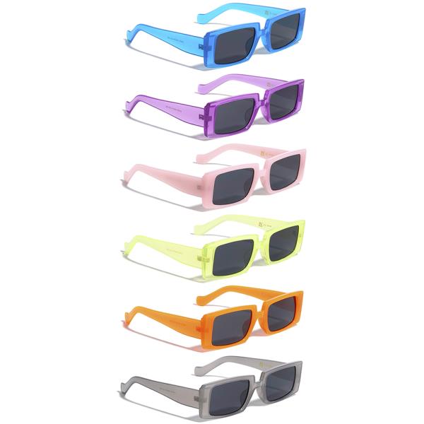 CRYSTAL COLOR FRAME RETRO RECTANGLE SUNGLASSES 1DZ