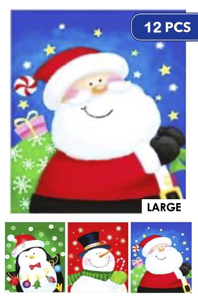 XMAS GLOSSY GIFT PAPER BAG : BIG PRESENTS X3 - LARGE SIZE (12 UNITS)