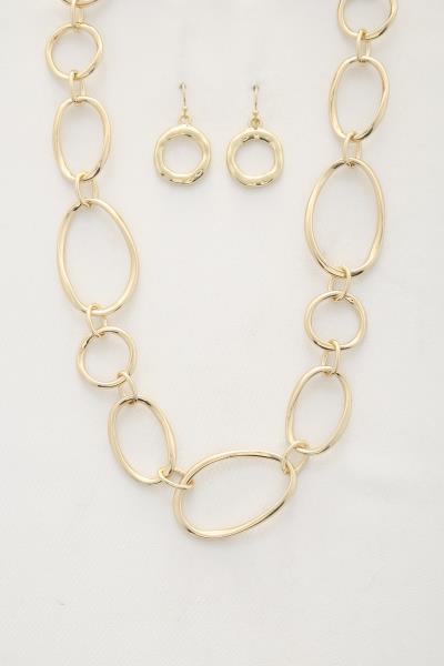 OVAL CIRCLE LINK TOGGLE CLASP METAL NECKLACE