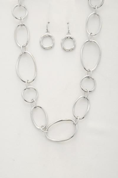 OVAL CIRCLE LINK TOGGLE CLASP METAL NECKLACE