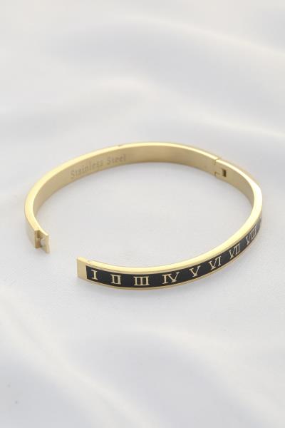 ROMAN NUMERAL STAINLESS STEEL BANGLE BRACELET