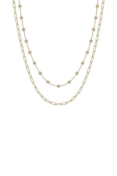 DOT & CLIP CHAIN DOUBLE LAYERED NECKLACE