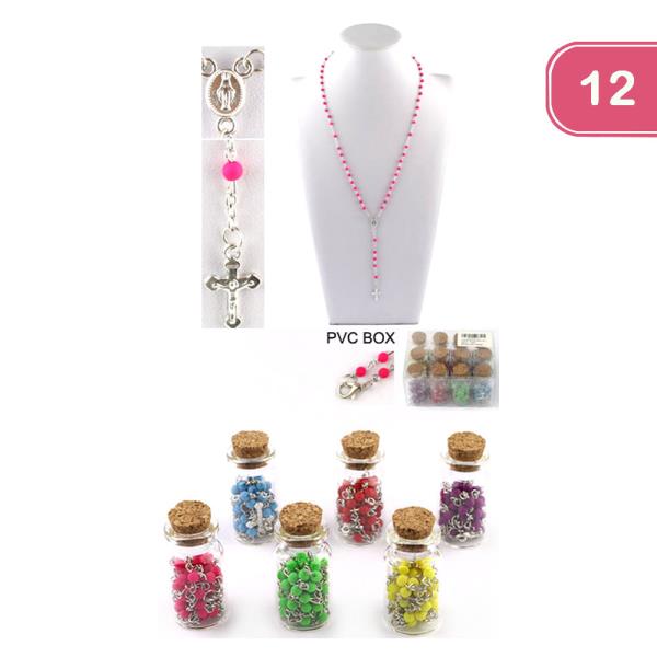 HOLY CROSS COLOR BEAD NECKLACE (12 UNITS)