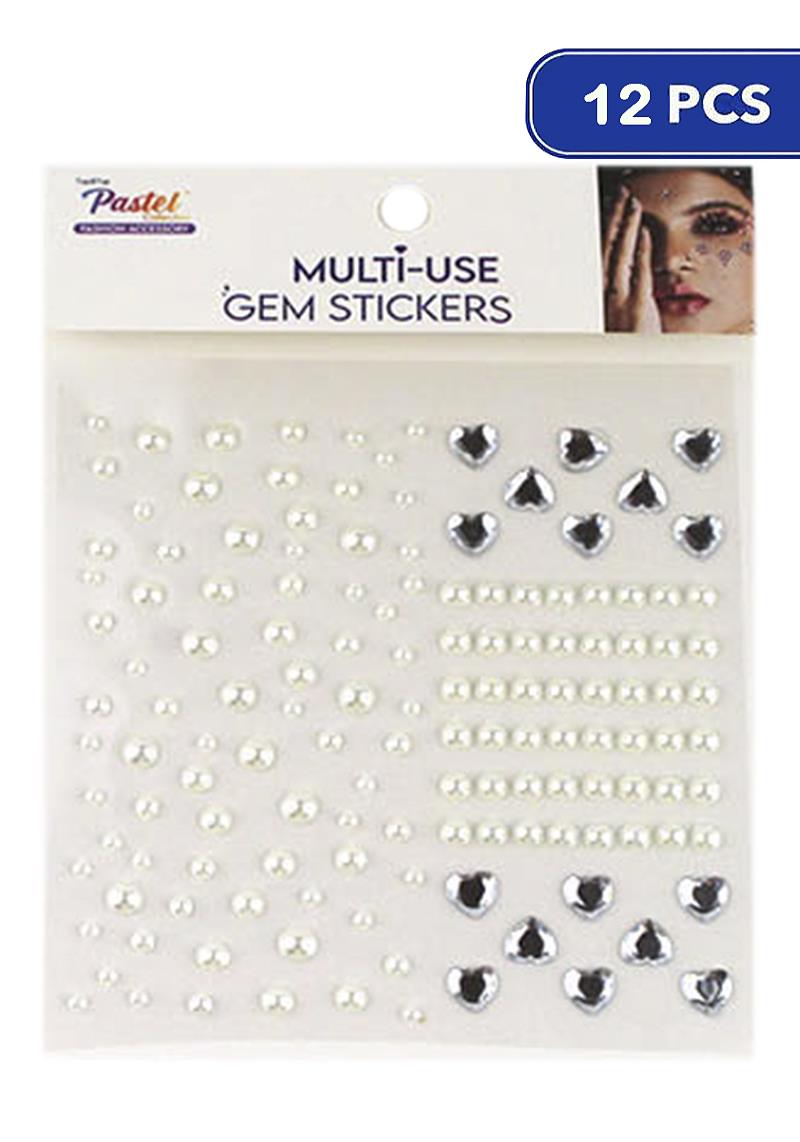 MULTI USE PEARL HEART GEM STICKERS (12 UNITS)