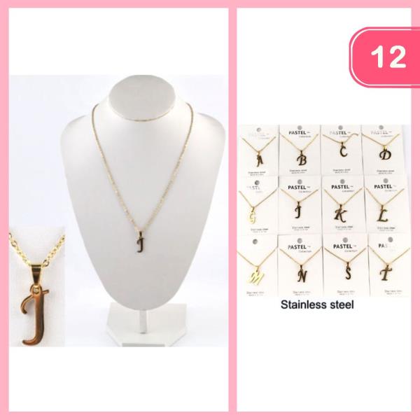 METAL LETTER CHAIN NECKLACE (12 UNITS)