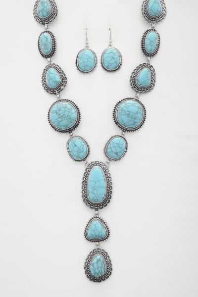 TURQUOISE WESTERN RODEO Y SHAPE NECKLACE