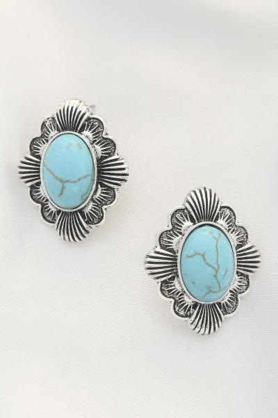 WESTERN RODEO CONCHO POST EARRING