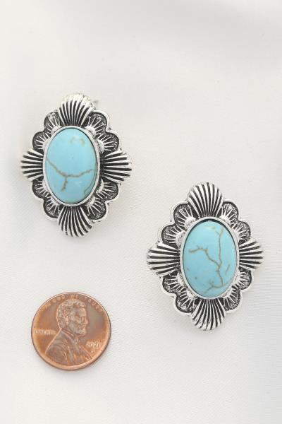 WESTERN RODEO CONCHO POST EARRING