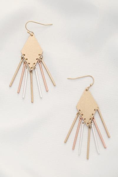 GEOMETRIC SHAPE METAL BAR DANGLE EARRING