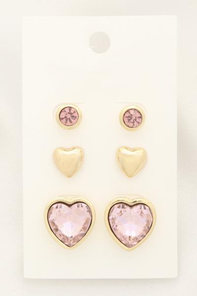 HEART POST ASSORTED EARRING SET