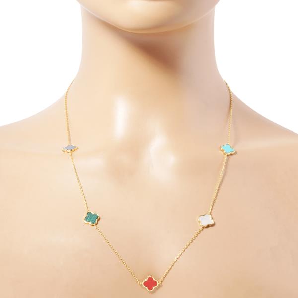 GOLD DIPPED FLOWER STATION NECKLACE