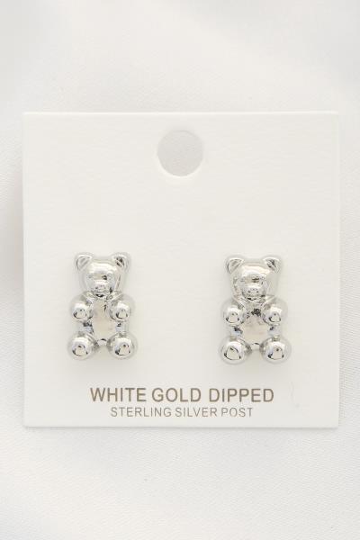 TEDDY BEAR METAL POST EARRING