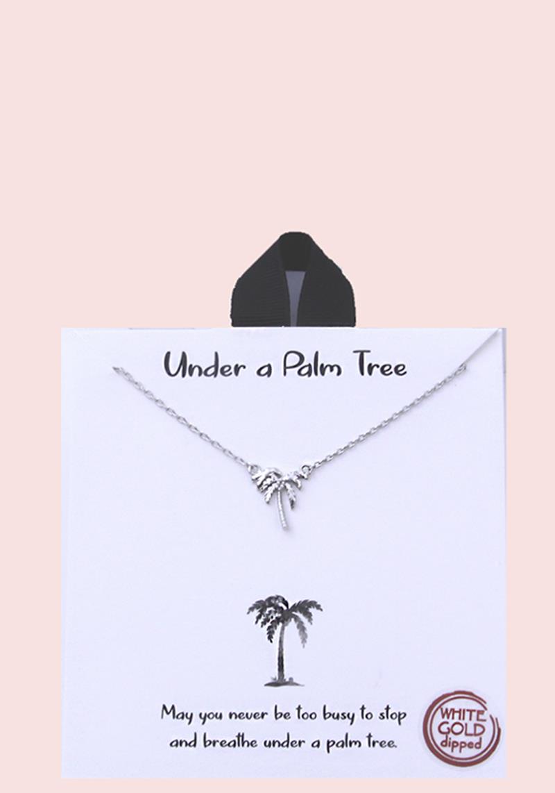 18K GOLD RHODIUM DIPPED UNDER A PALM TREE NECKLACE