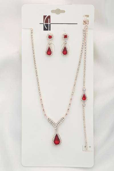 TEARDROP RHINESTONE BRACELET NECKLACE SET