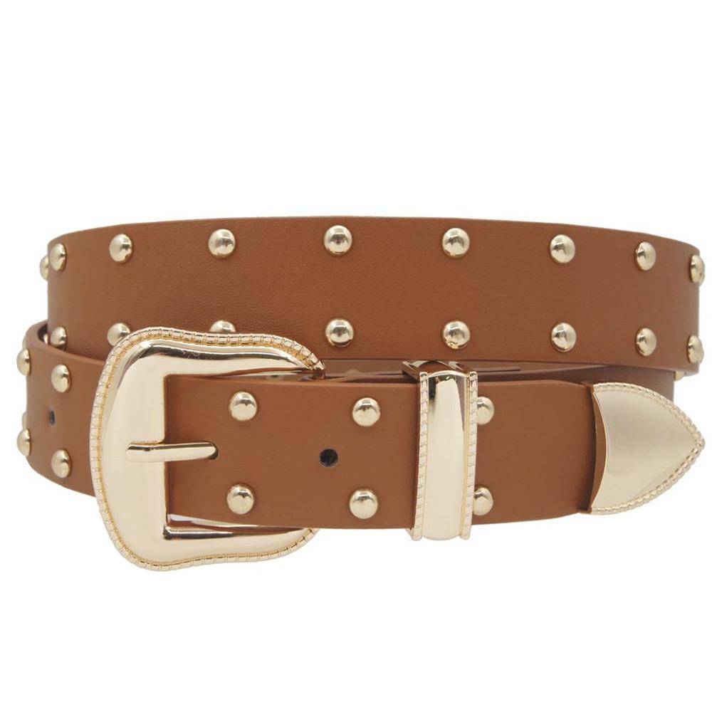 SIMPLE WESTERN BUCKLE BELT WITH ALL OVER STUDS