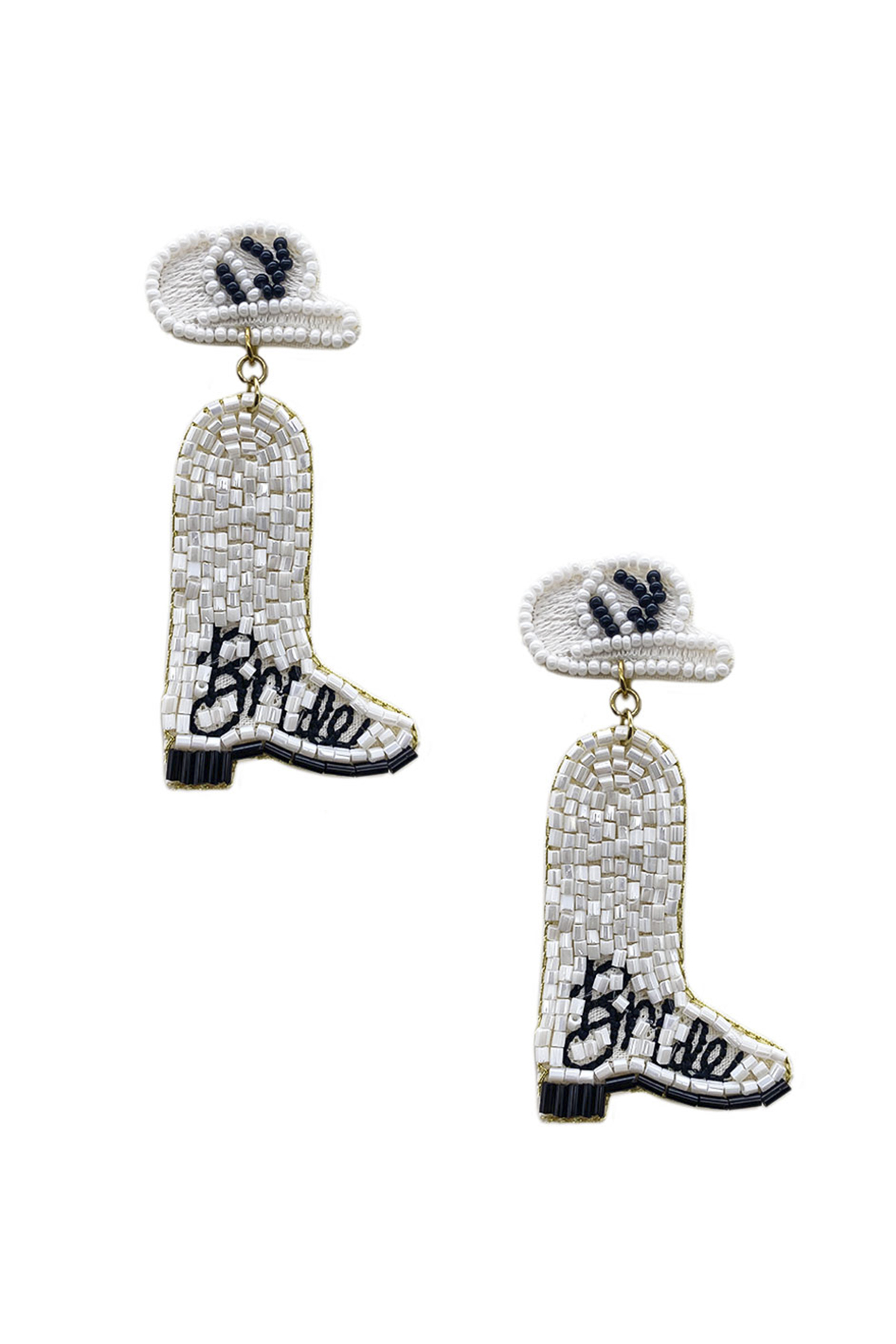 SEED BEAD WESTERN STYLE BOOTS DANGLE EARRING